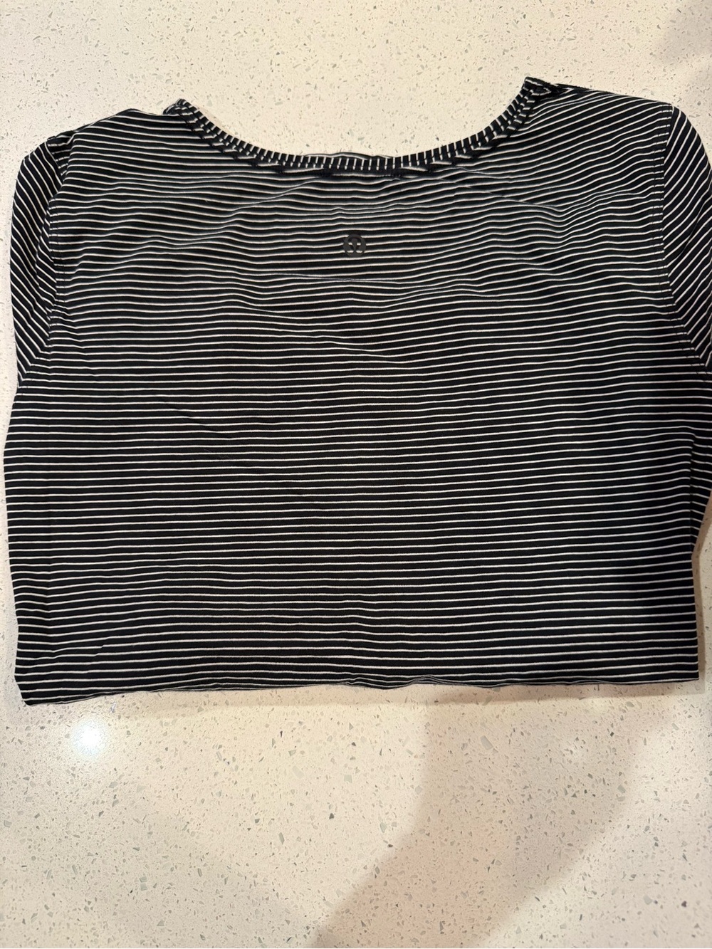 lululemon athletica Black and White Striped Short Sleeve Top